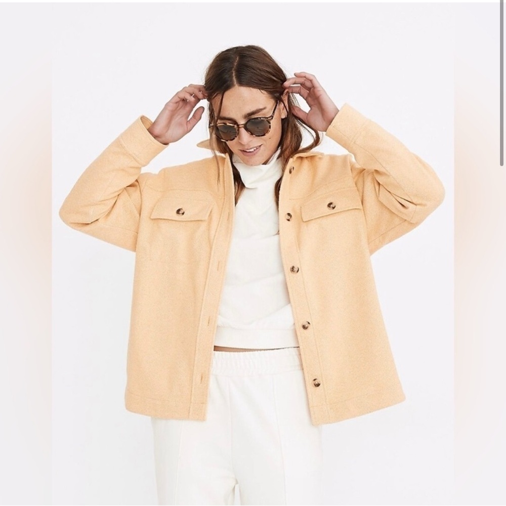 Madewell Brushed Herringbone Knit Oversized Shirt Jacket